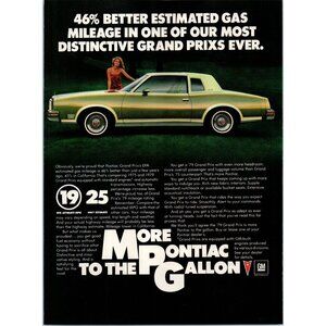 1979 Pontiac Grand Prix Coupe Vintage Print Ad Blonde Model Fuel Crises Wall Art
